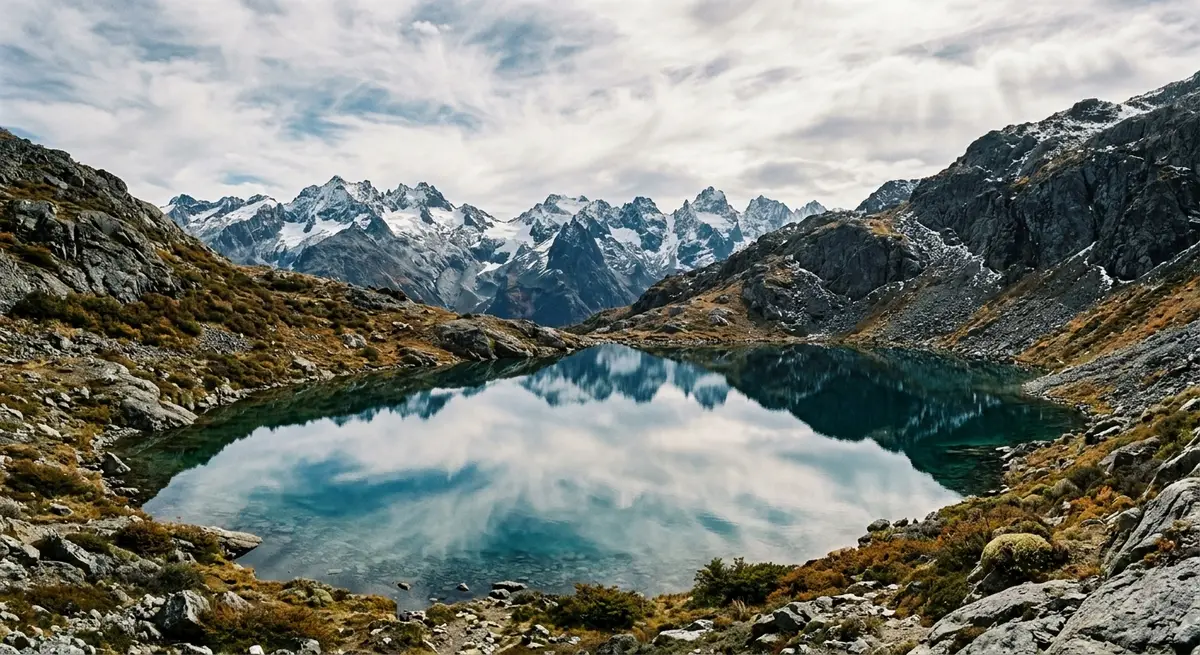 Lagunas Las Mellizas — Villa Traful, Neuquén Ilustración de una laguna de altura por encima de la línea del bosque. Es el tipo de escenario al que llega el recorrido, no una foto de las Lagunas Las Mellizas.